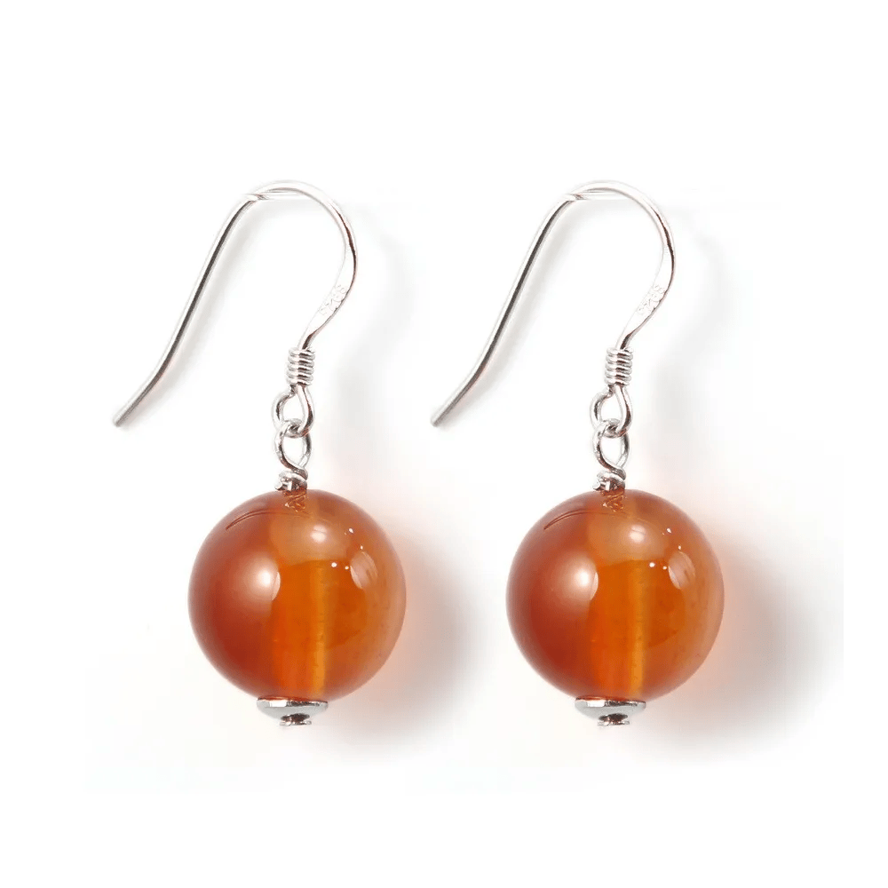 Boucles d'oreilles argent 925 cornaline 12mm x 2pcs 