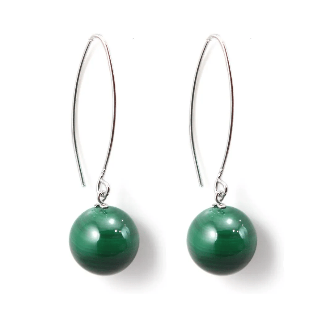 Boucle d'oreille argent 925  Malachite 12mm x 2pcs 