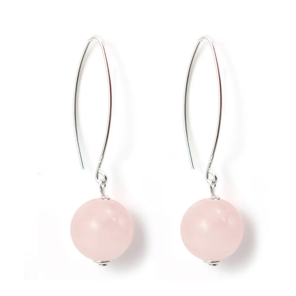 Boucle d'oreille argent 925 quartez rose rond x 2pcs