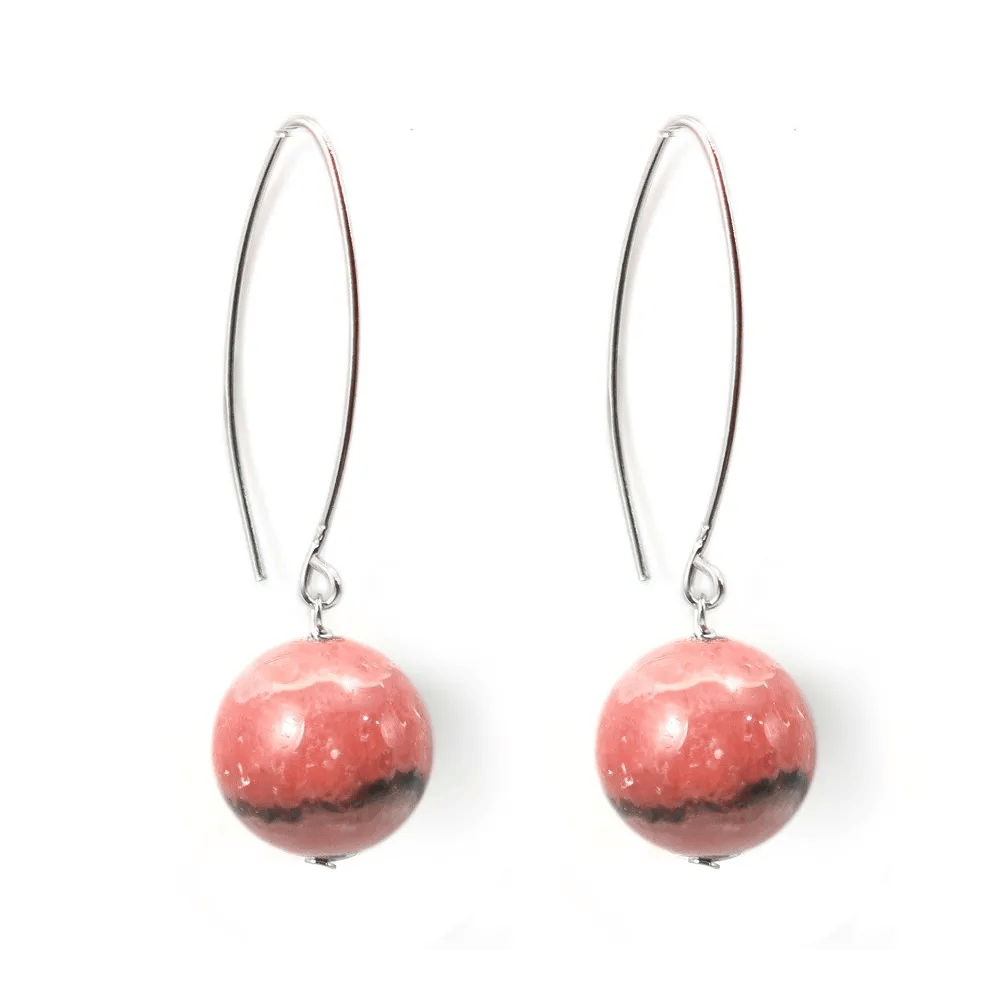 Boucle d'oreille argent 925 rhodochrosite 12mm x 2pcs 
