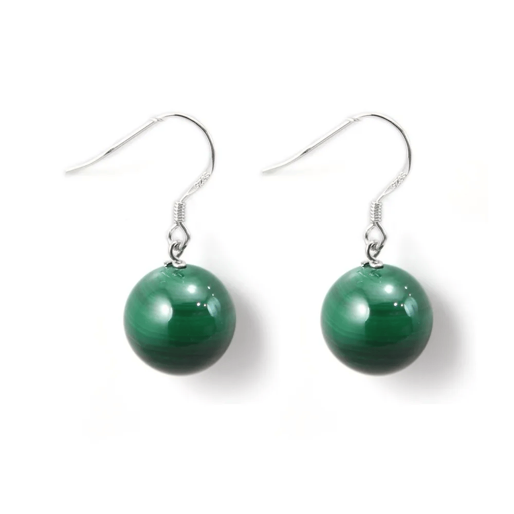 Boucle d'oreille argent 925 malachite 12mm x 2pcs  