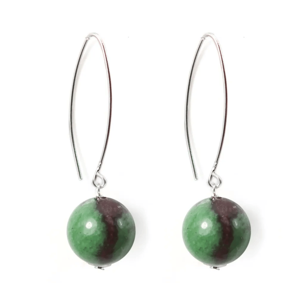 Earring silver 925 ruby zoisite 12mm x 2pcs 