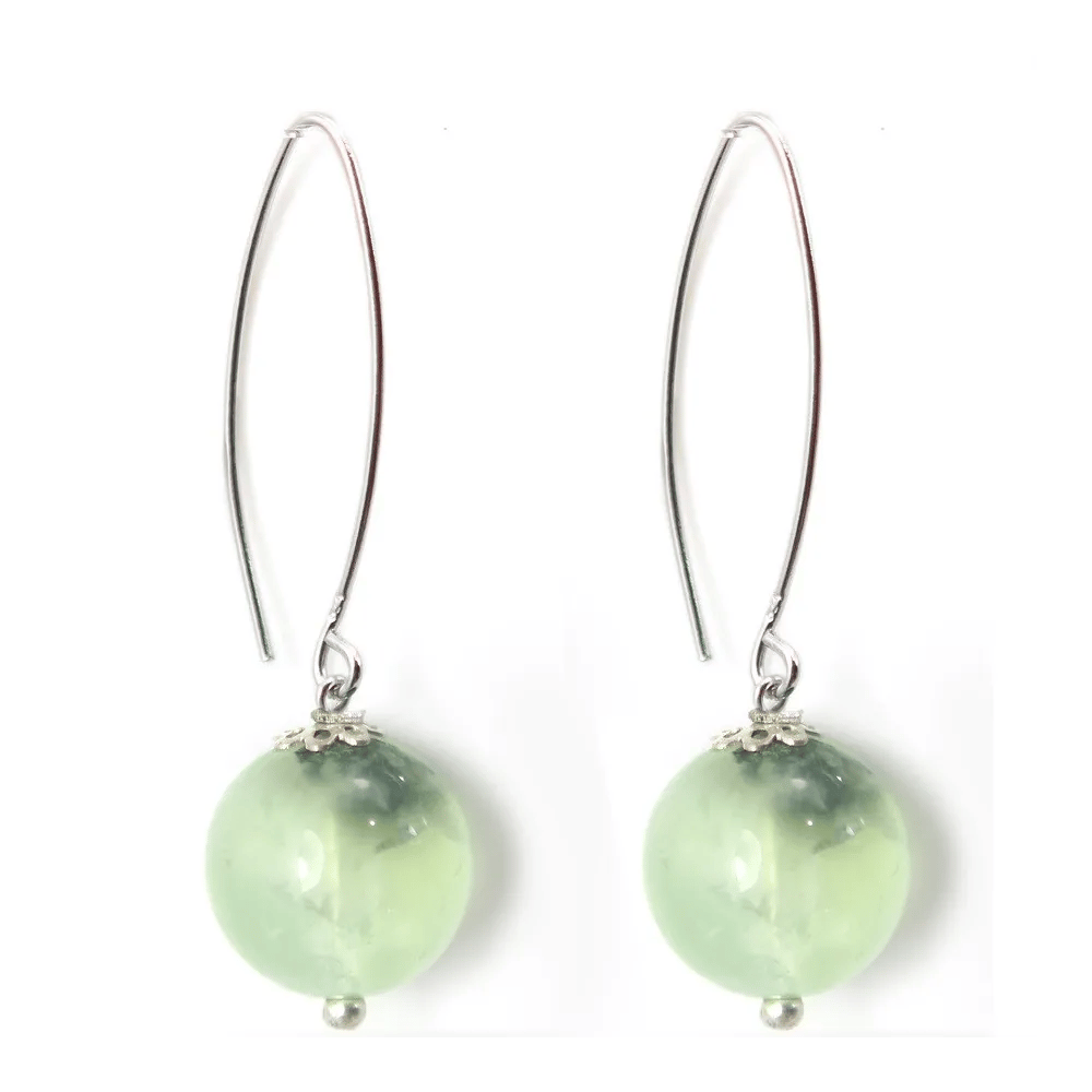Boucles d'oreilles argent 925 prehnite 12mm x 2pcs 