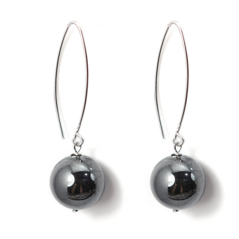 Boucle d'oreille argent 925 hematite 12mm x 2pcs 