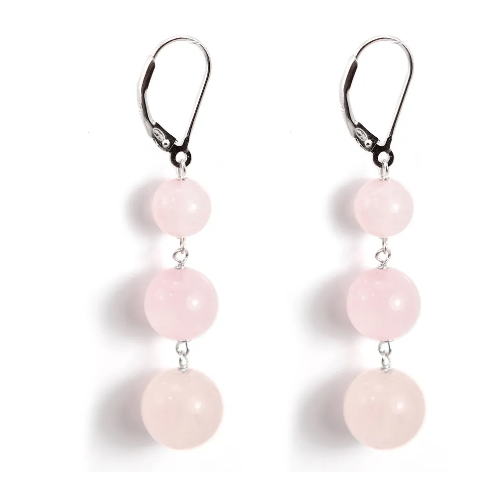 Boucle d'oreille argent 925 Quartez rose x 2pcs