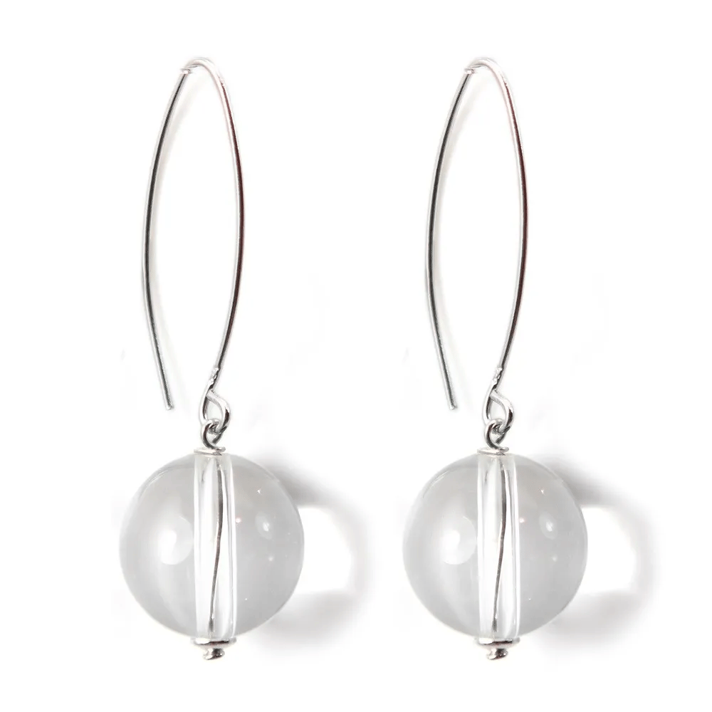 Boucle d'oreille argent 925 cristal de roche 12mm x 2 st 