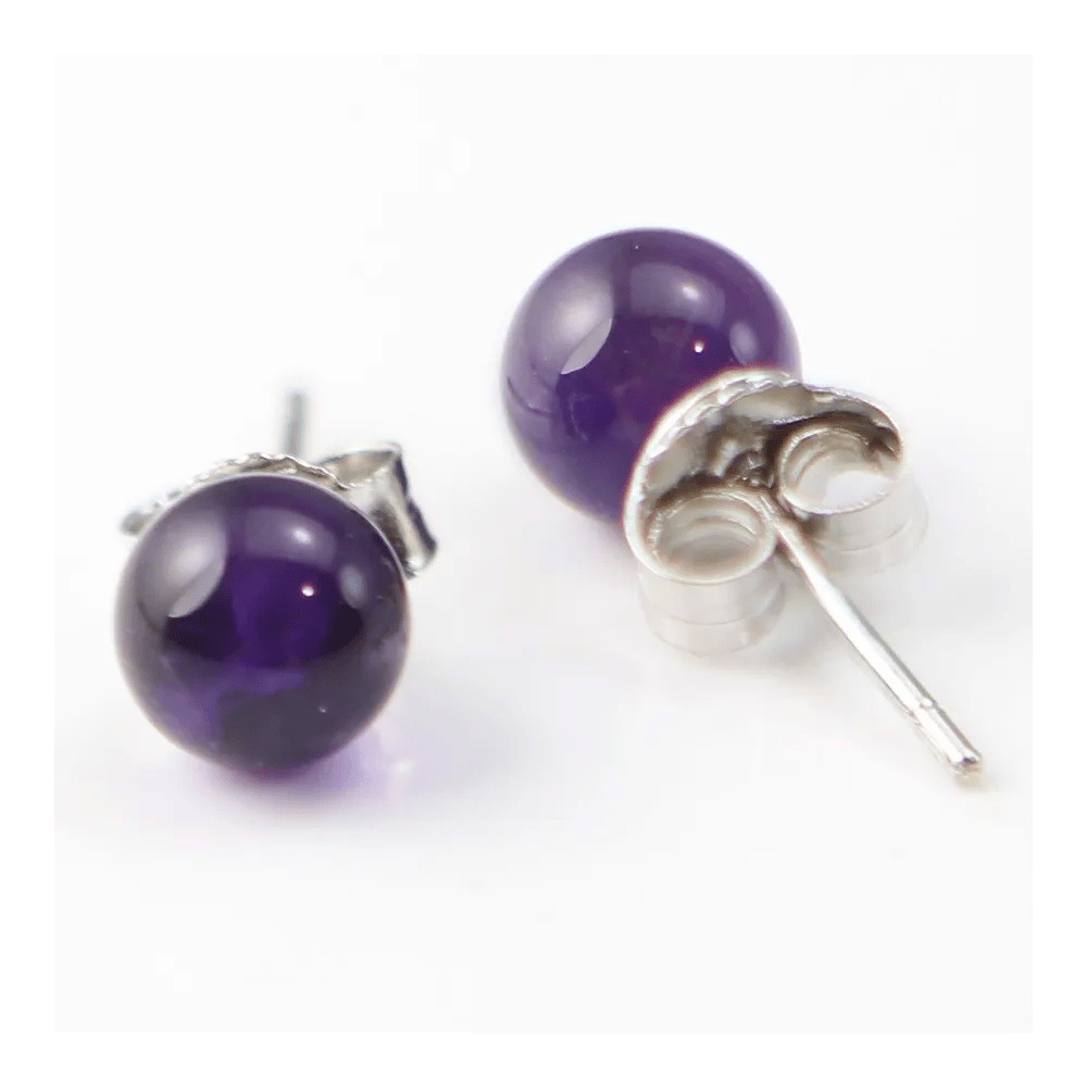 Boucle d'oreille argent 925 amathyste 8mm x 2 st 
