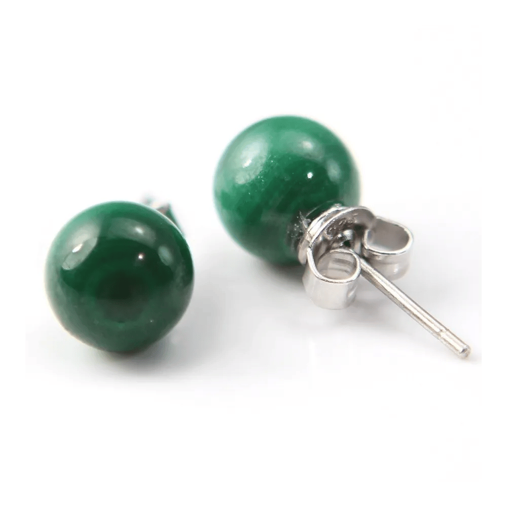 Boucle d'oreille argent 925 malachite 6mm x 2pcs 