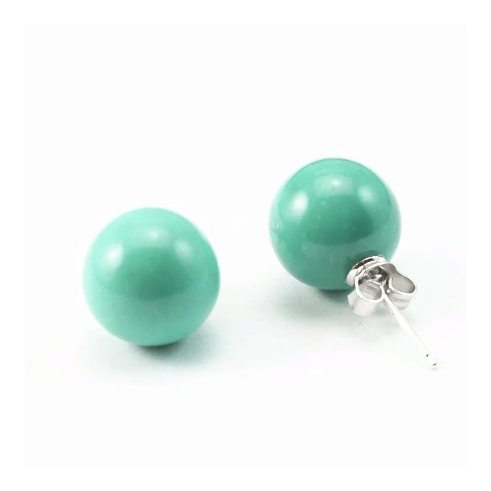 Boucle d'oreille argent 925 turqoise 8mm x 2pcs 
