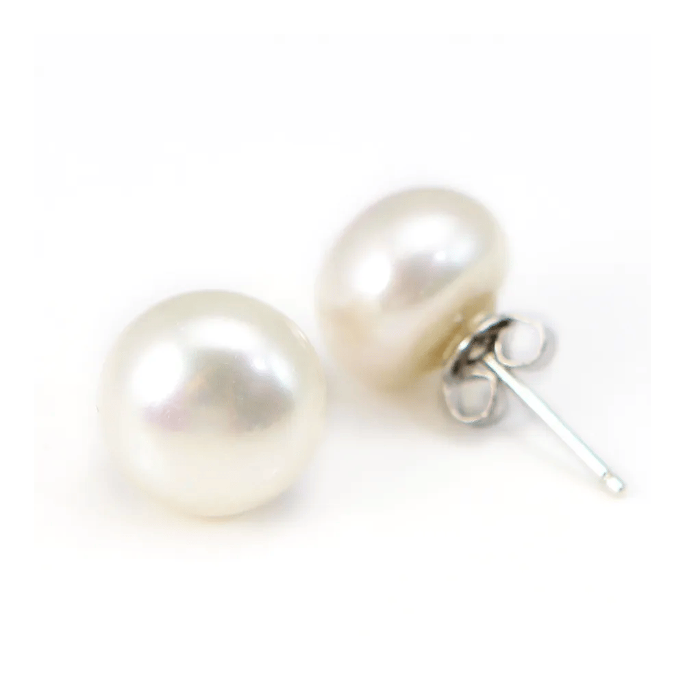 Boucle d'oreille argent 925 perle d'eau douce  9mm x 2pcs