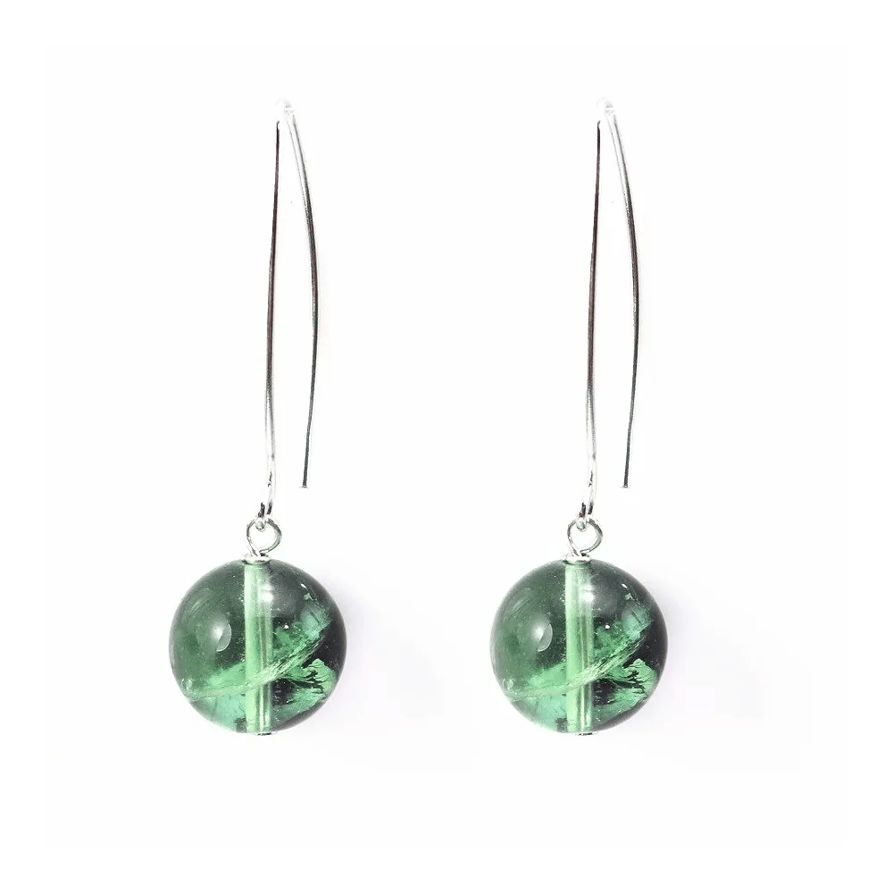 Earrings : fluorite & silver 925 12mm x 2pcs 