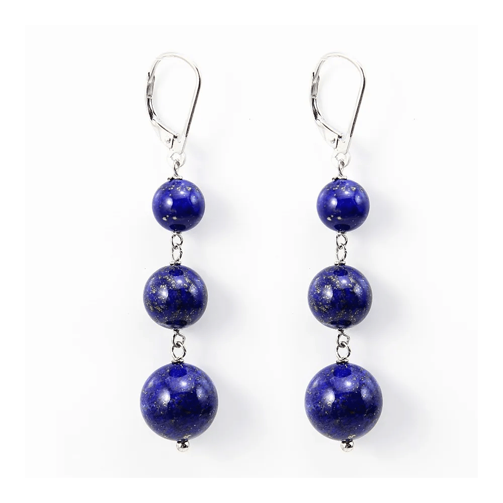 Boucle d'oreille argent 925 lapis lazuli  x 2pcs