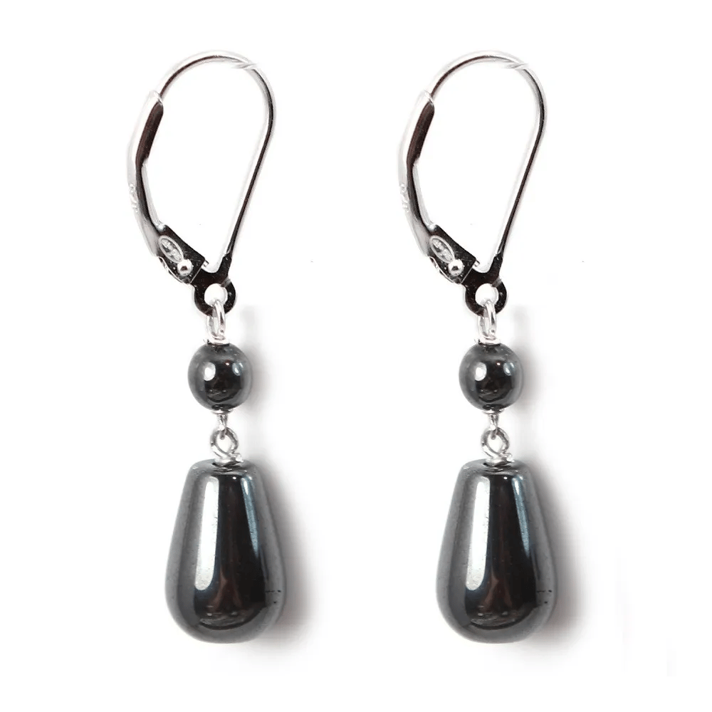 Earrings :  hematite & dormeuse silver 925 x 2pcs  
