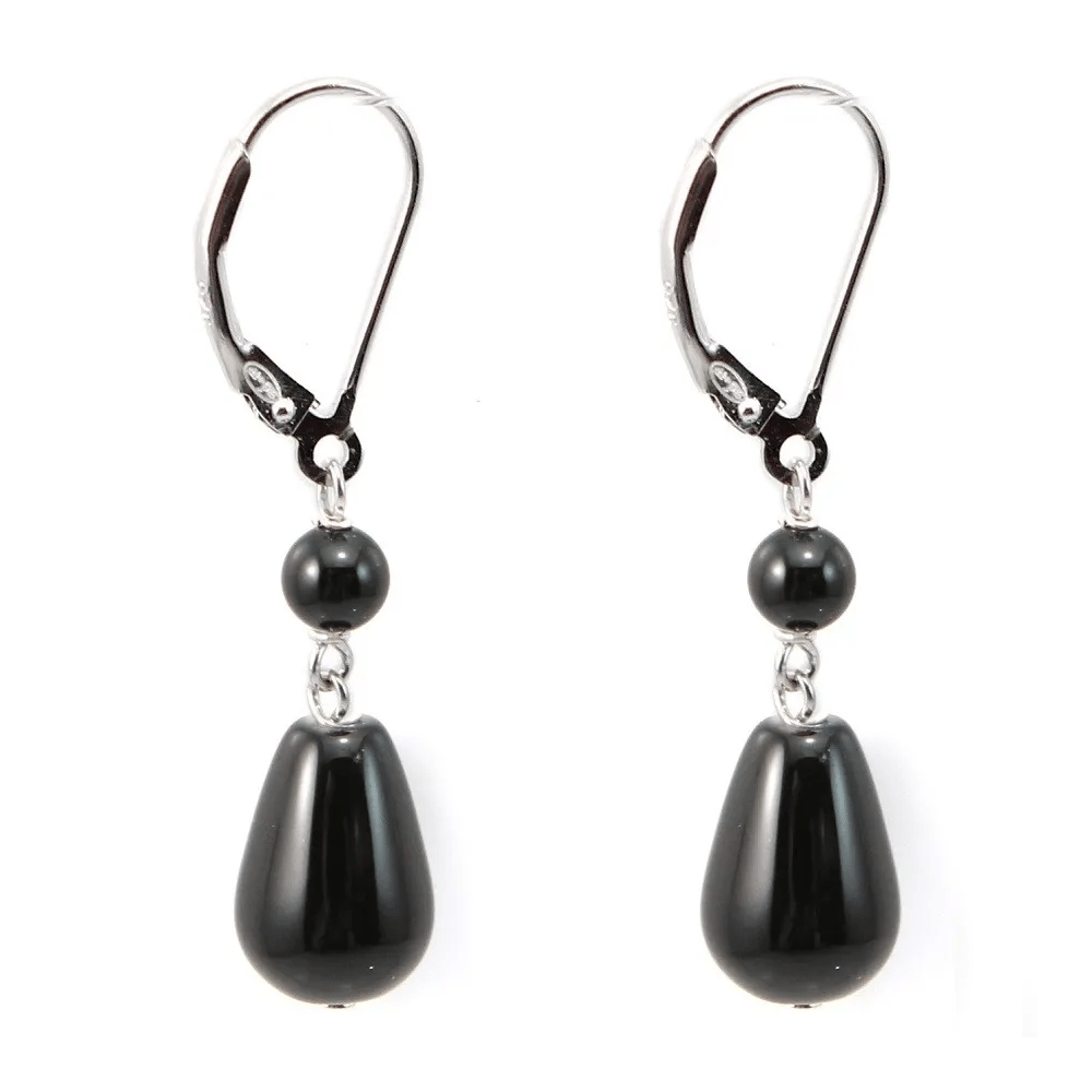 Earrings :onyx & dormeuse silver 925 x 2pcs  