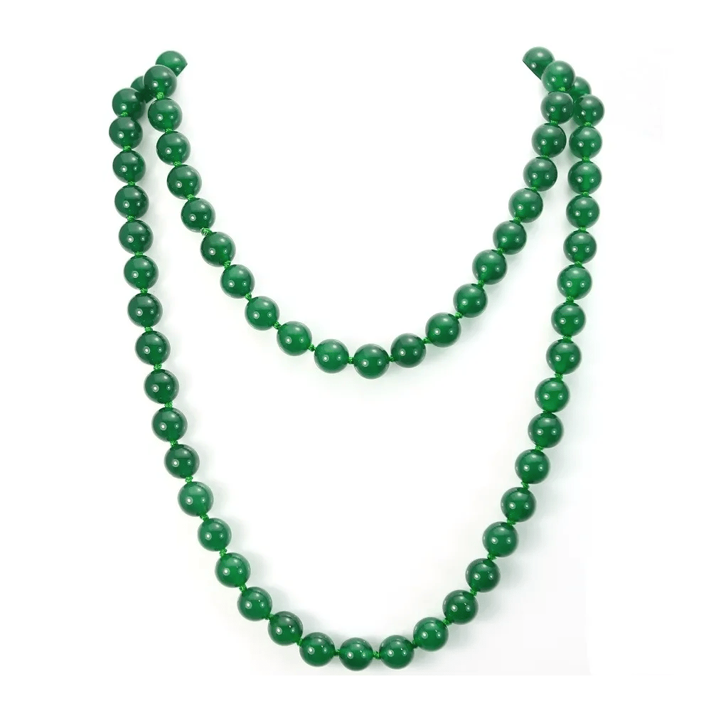 Sautoir en agate verte 10mm  90cm