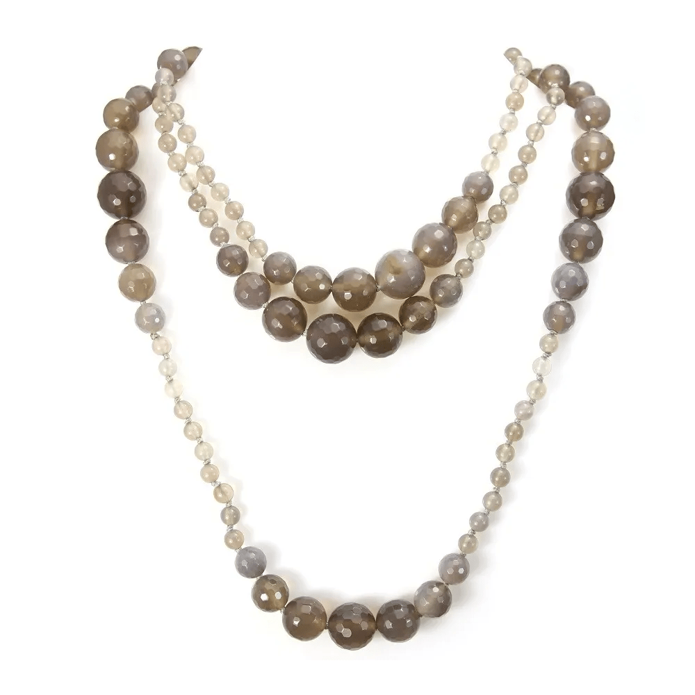 Necklace Gray agate 140cm 