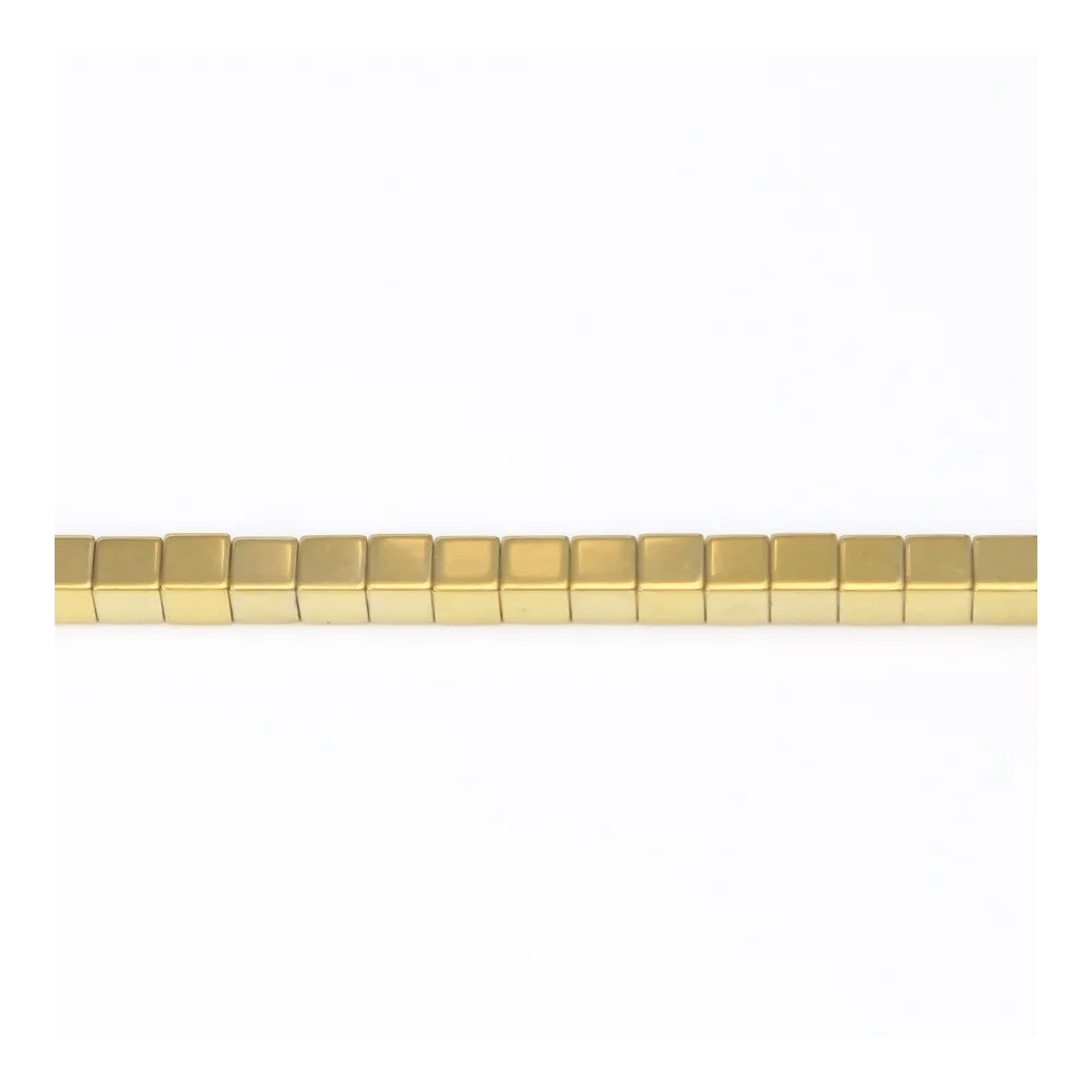 Hematite golden cubic square 3mm x 40cm