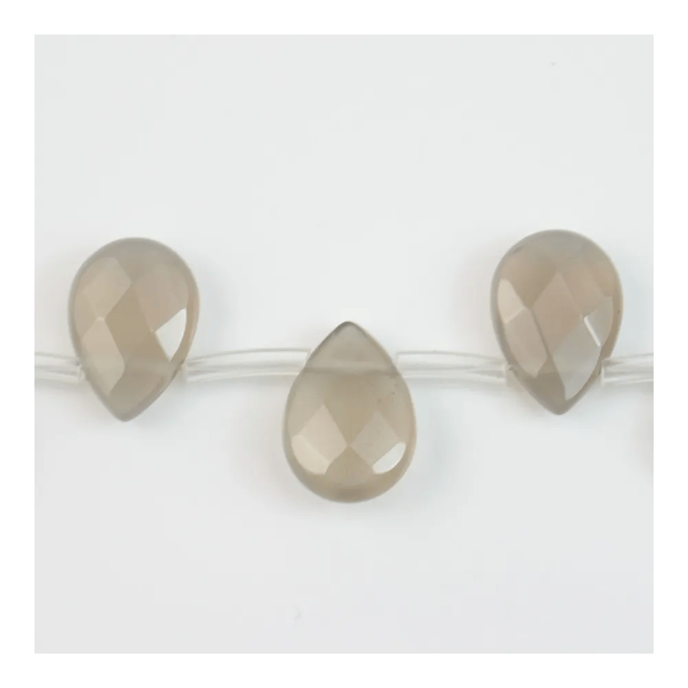Agate tinted grey faceted dish drop 10x14mm x 40cm (28pcs)