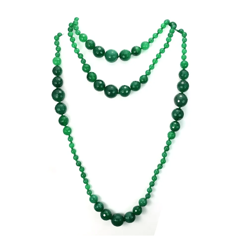 Sautoir agate vert  140cm 