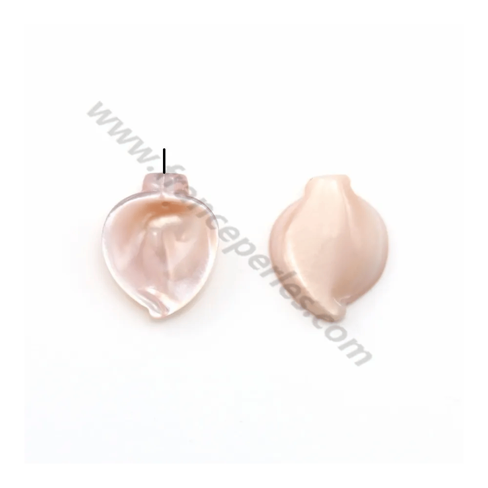 Nacre rose en forme de feuille 10mm x 1pc