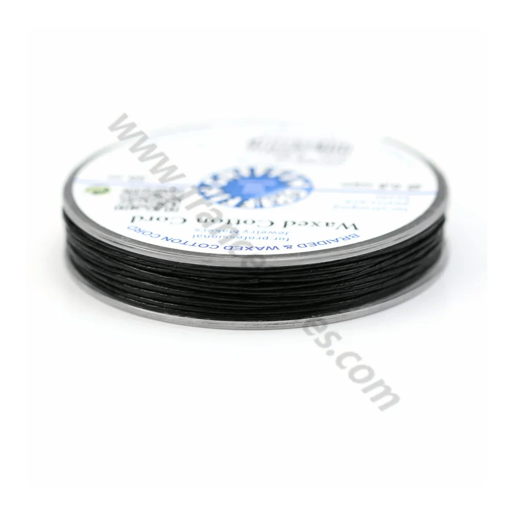 Cordonnet coton ciré noir 0.8mm  x 20m
