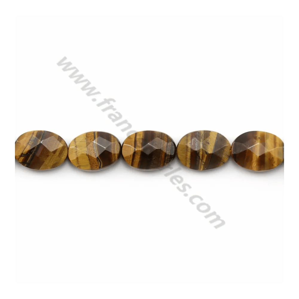 Œil de tigre ovale facetté 10x14mm x 40cm 