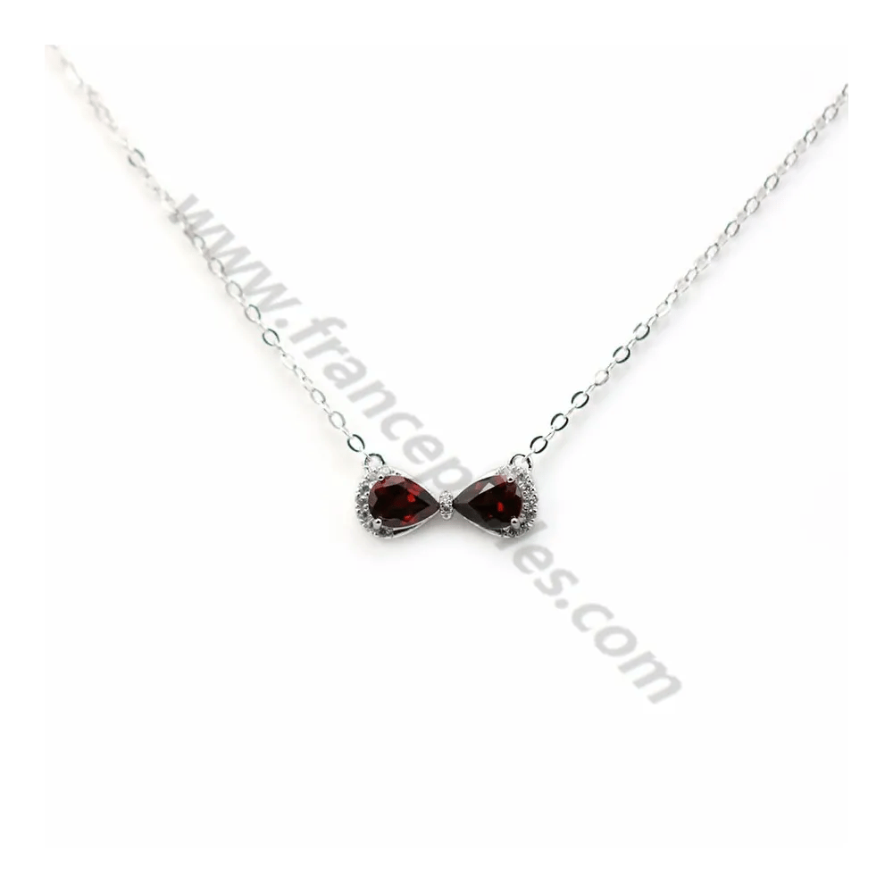 Collier grenat chaine en argent 925 rhodié x 1pc