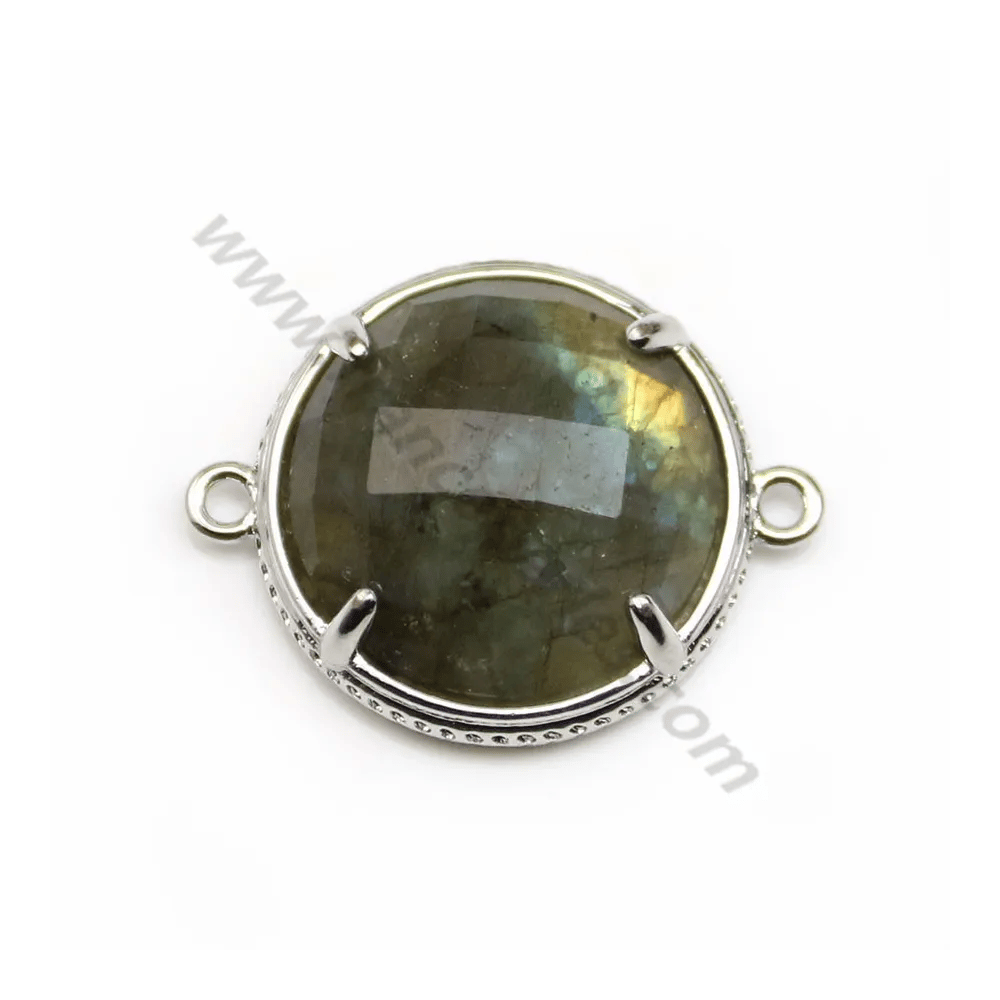 Labradorite spacer set with metal, in round shape, 18mm x 1pc