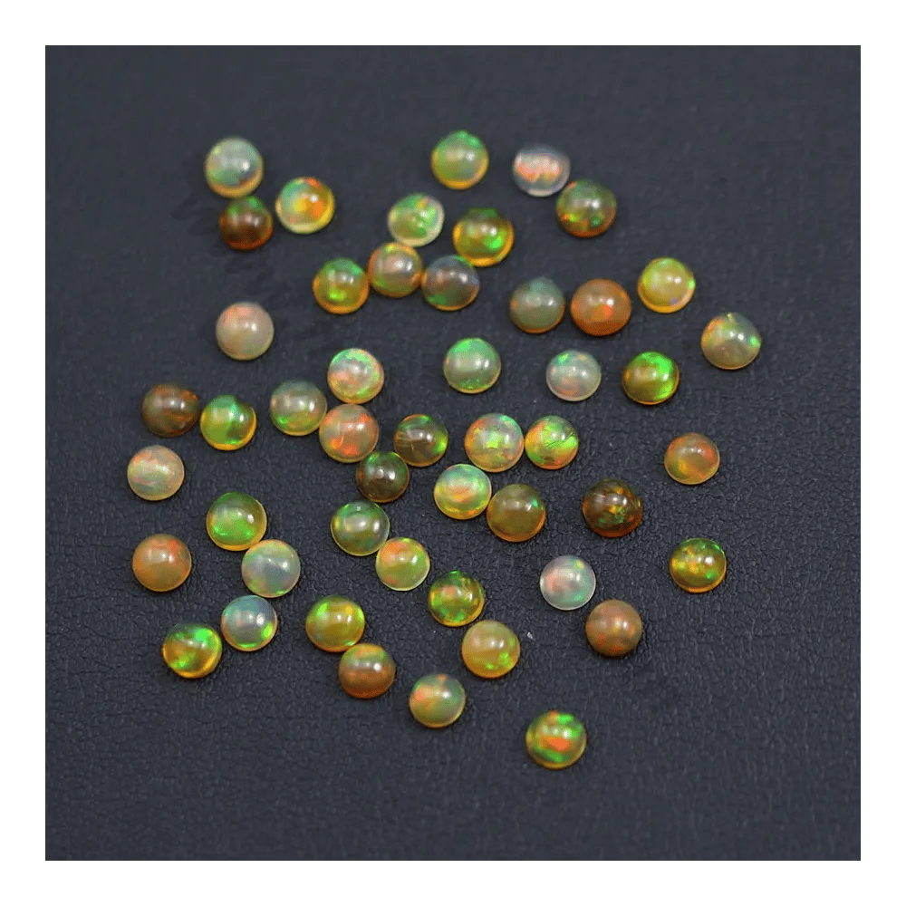 Cabochon d'opale ethiopienne, multicolore, de forme ronde, 4mm x 1pc