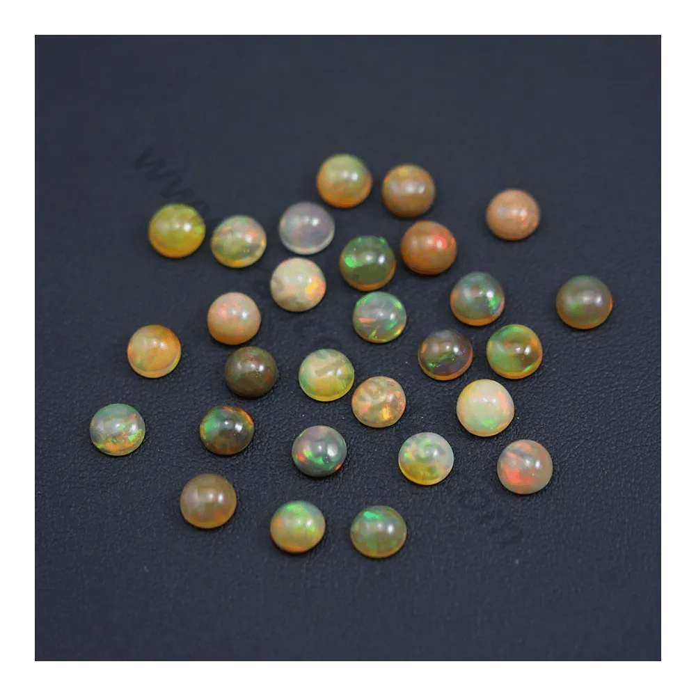 Cabochon d'opale ethiopienne, multicolore, de forme ronde, 6mm x 1pc