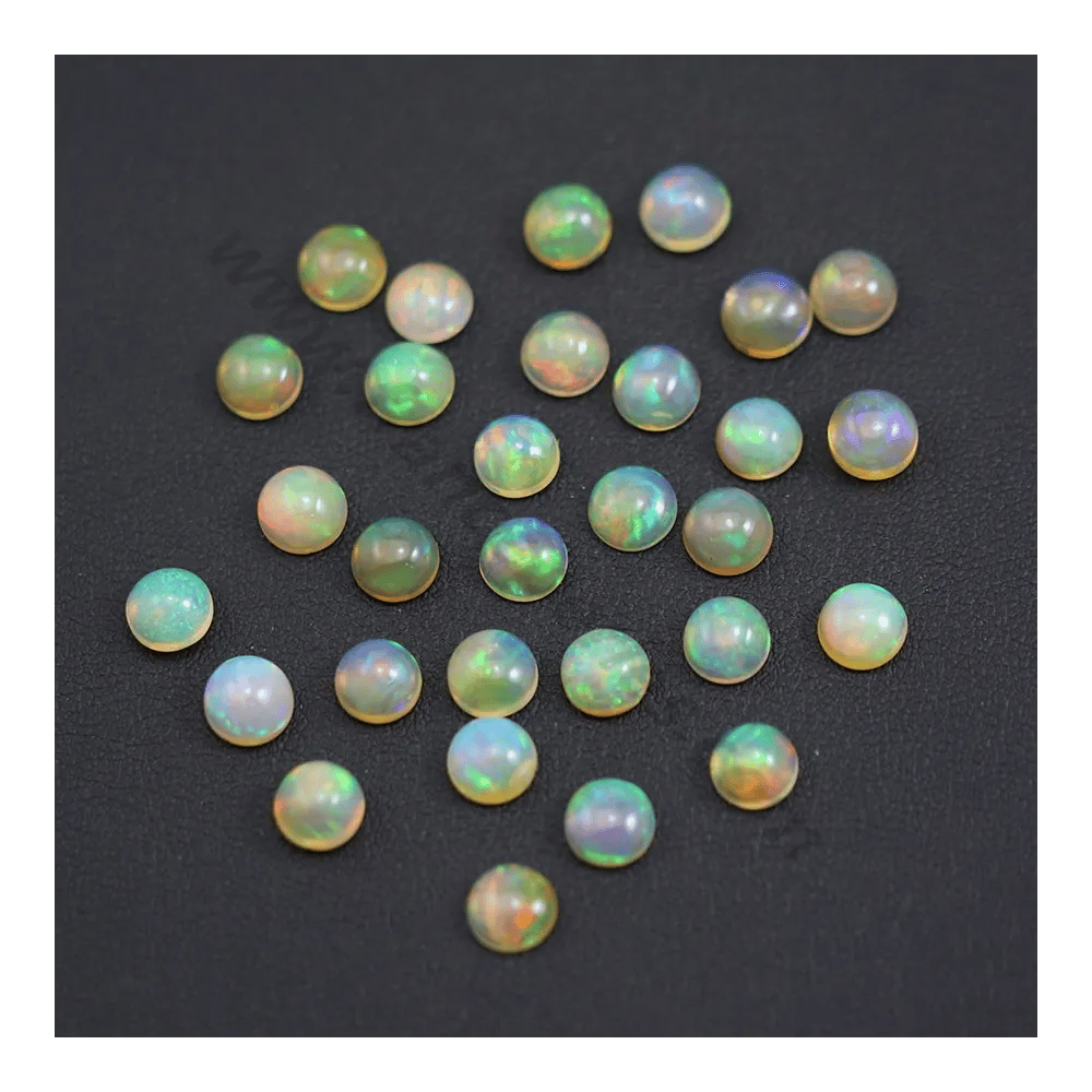 Cabochon d'opale ethiopienne, multicolore, de forme ronde, 6mm x 1pc