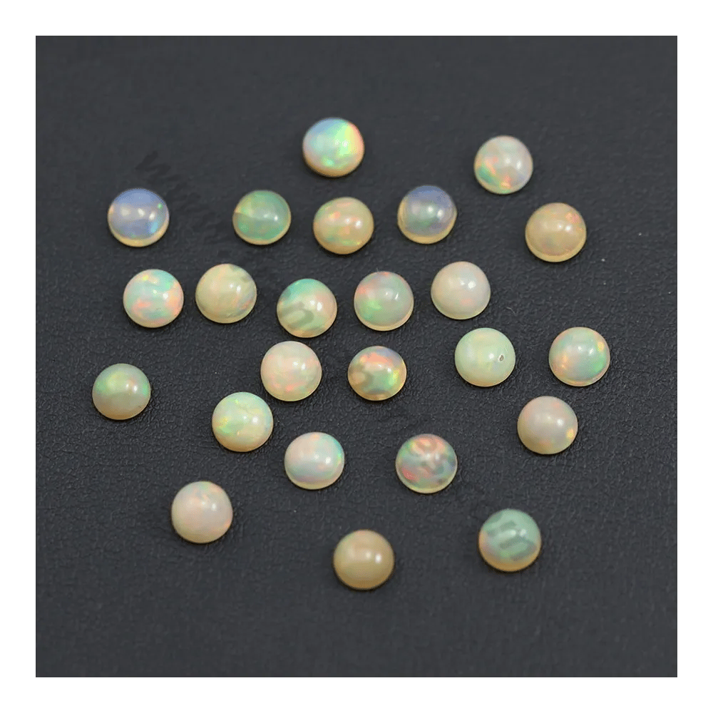 Cabochon d'opale ethiopienne, multicolore, de forme ronde, 6mm x 1pc
