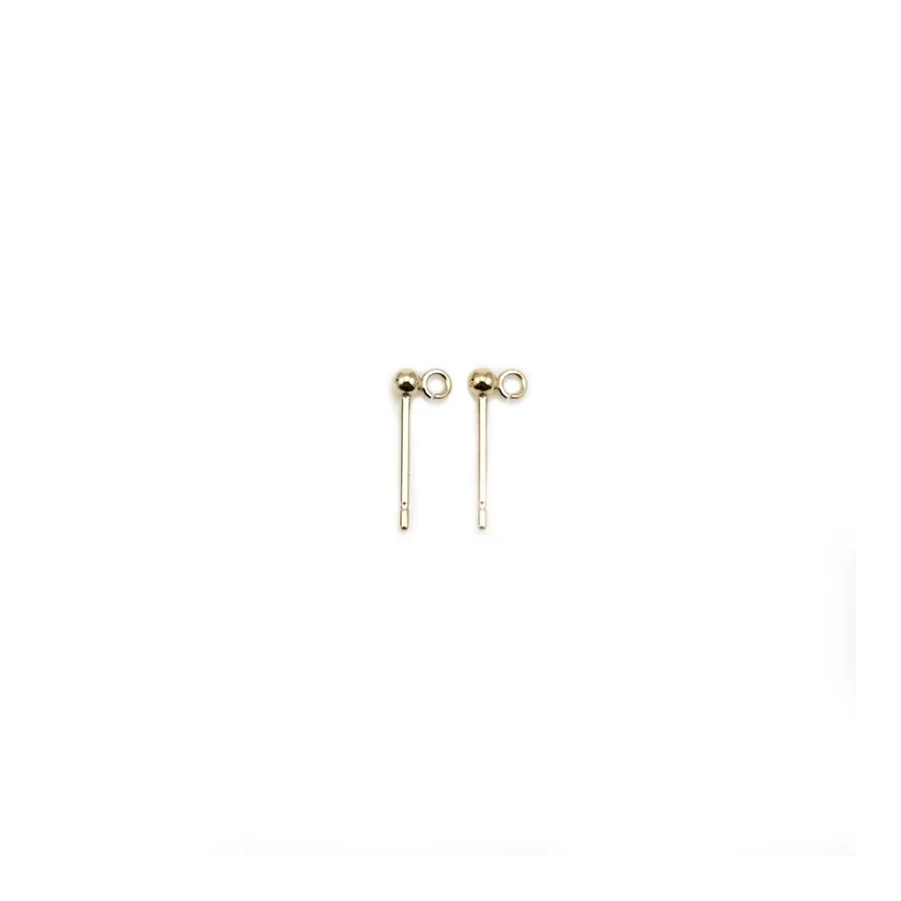 Clous d'oreilles boule avec anneau en Gold Filled 2mm x 2pcs
