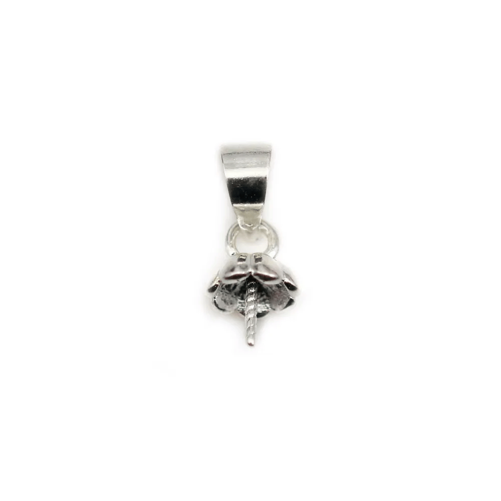 Bélière coupelle pour perle half-percée en metal 8mm x 4pcs