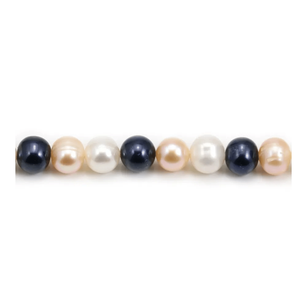 White & bleu round Freshwater Pearle 7-8mmX 5pcs