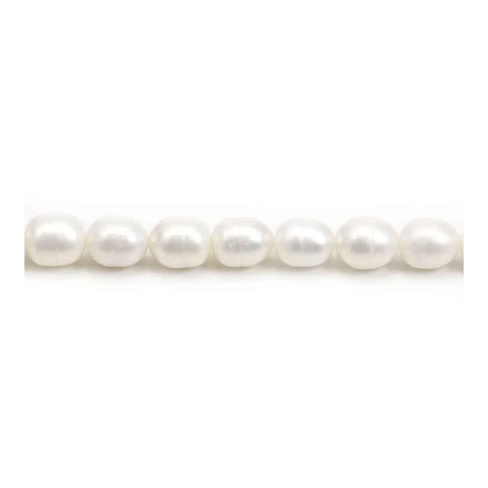 Perles d'eau Douce Blanc ovale 10-11mm x 40cm