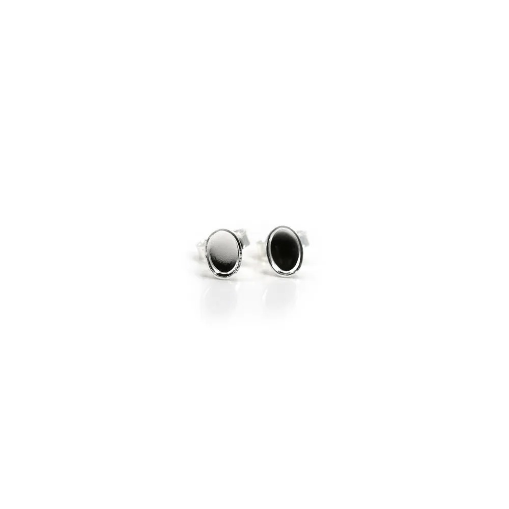 Clous d'oreilles plateau ovale pour cabochon 4x6mm en argent 925 x 2pcs