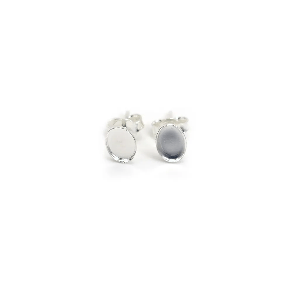 Clous d'oreilles plateau ovale pour cabochon 5x7mm en argent 925 x 2pcs