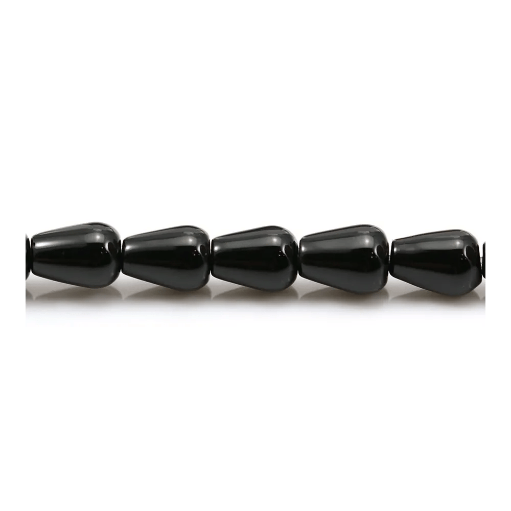 Agate de couleur noire, en forme de goutte, 6 * 9mm x 6pcs