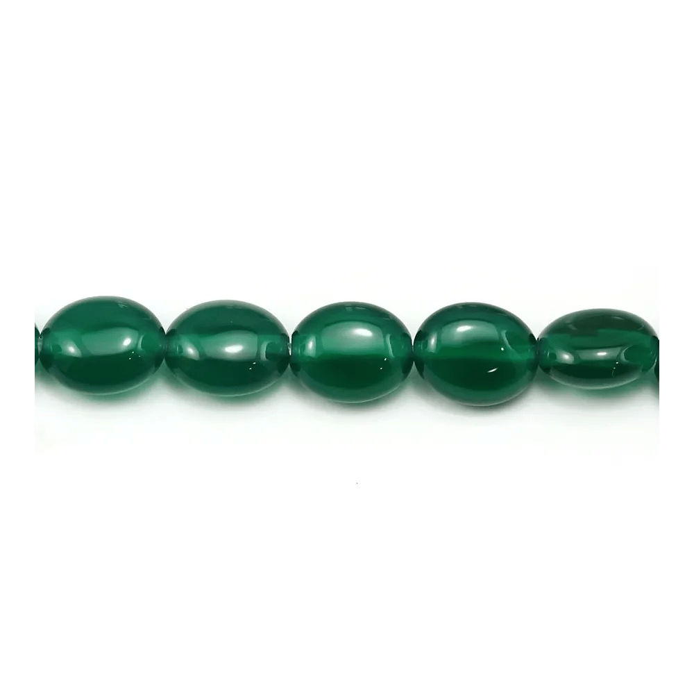 Agate verte ovale 8x10mm x 40cm