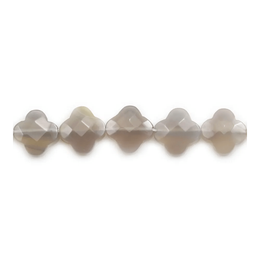 Agate gris trèfle facette 13 mm x 2pcs
