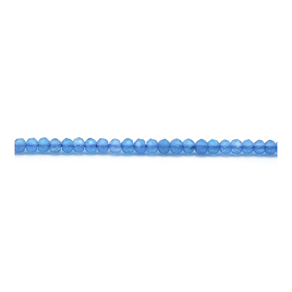 Agate teinté, couleur bleu, en forme de rondelle facetté, de taille 2x3mm x 39cm