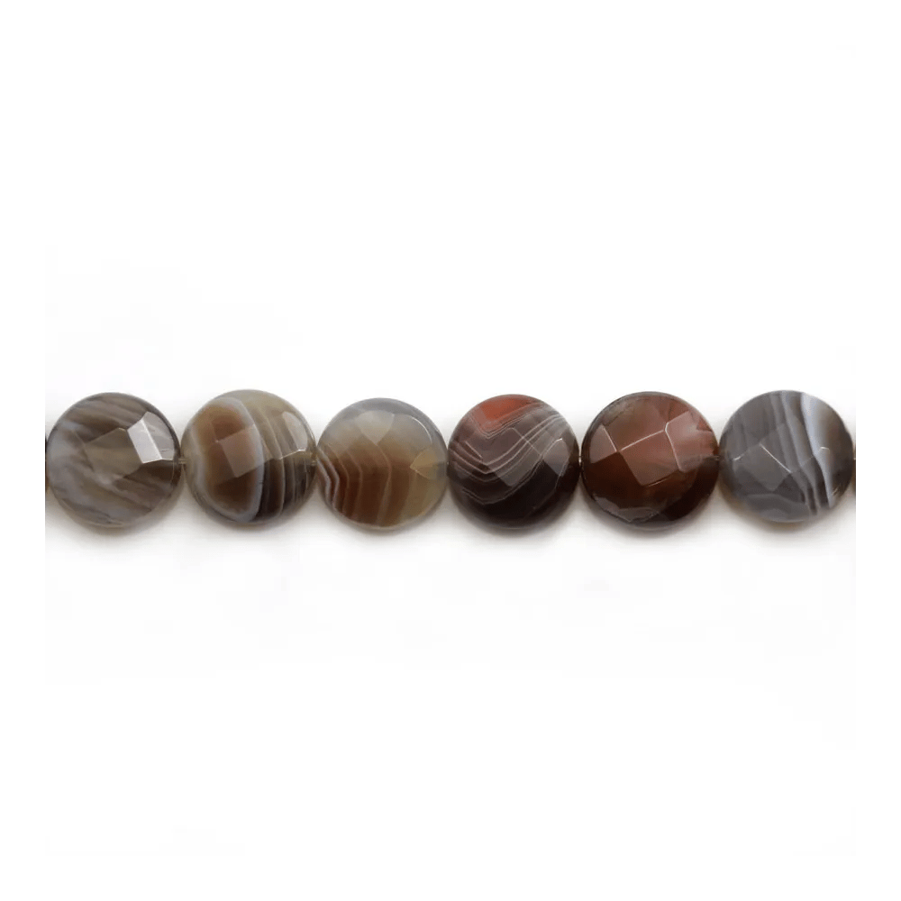 Agate du botswana rond plat facette 12mm x 40cm