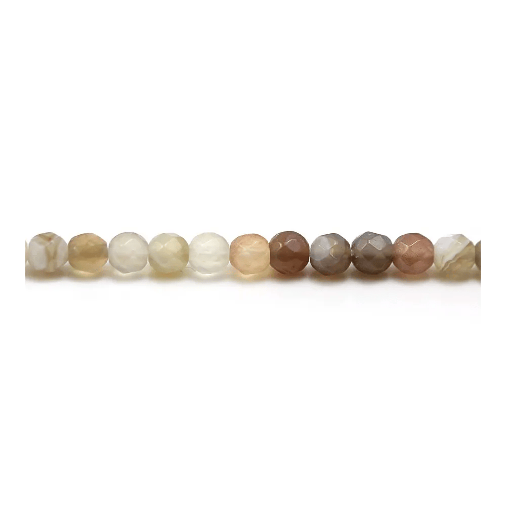 Agate du botswana, de forme ronde facetté, mesurant 4mm x 40cm
