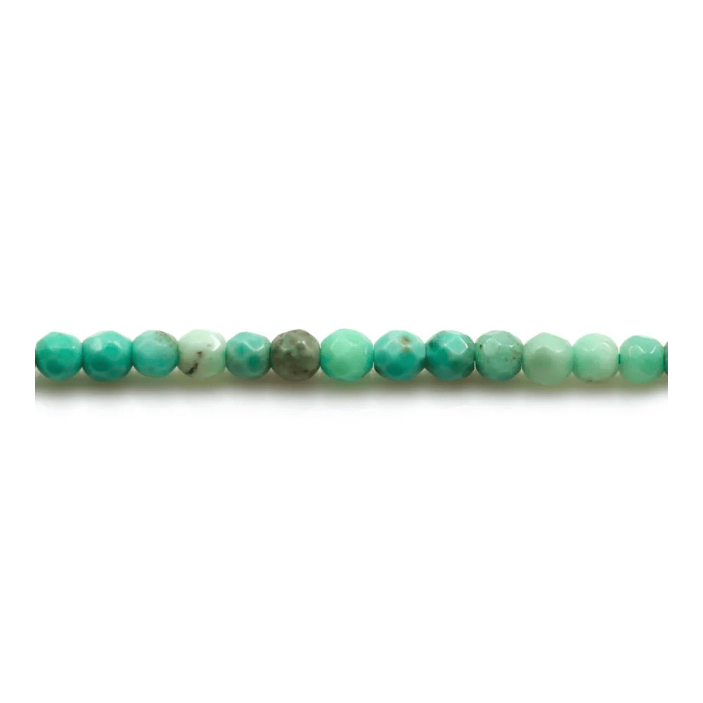 "Agate d'herbe" de couleur verte, de forme ronde facetté, 3mm x 39cm