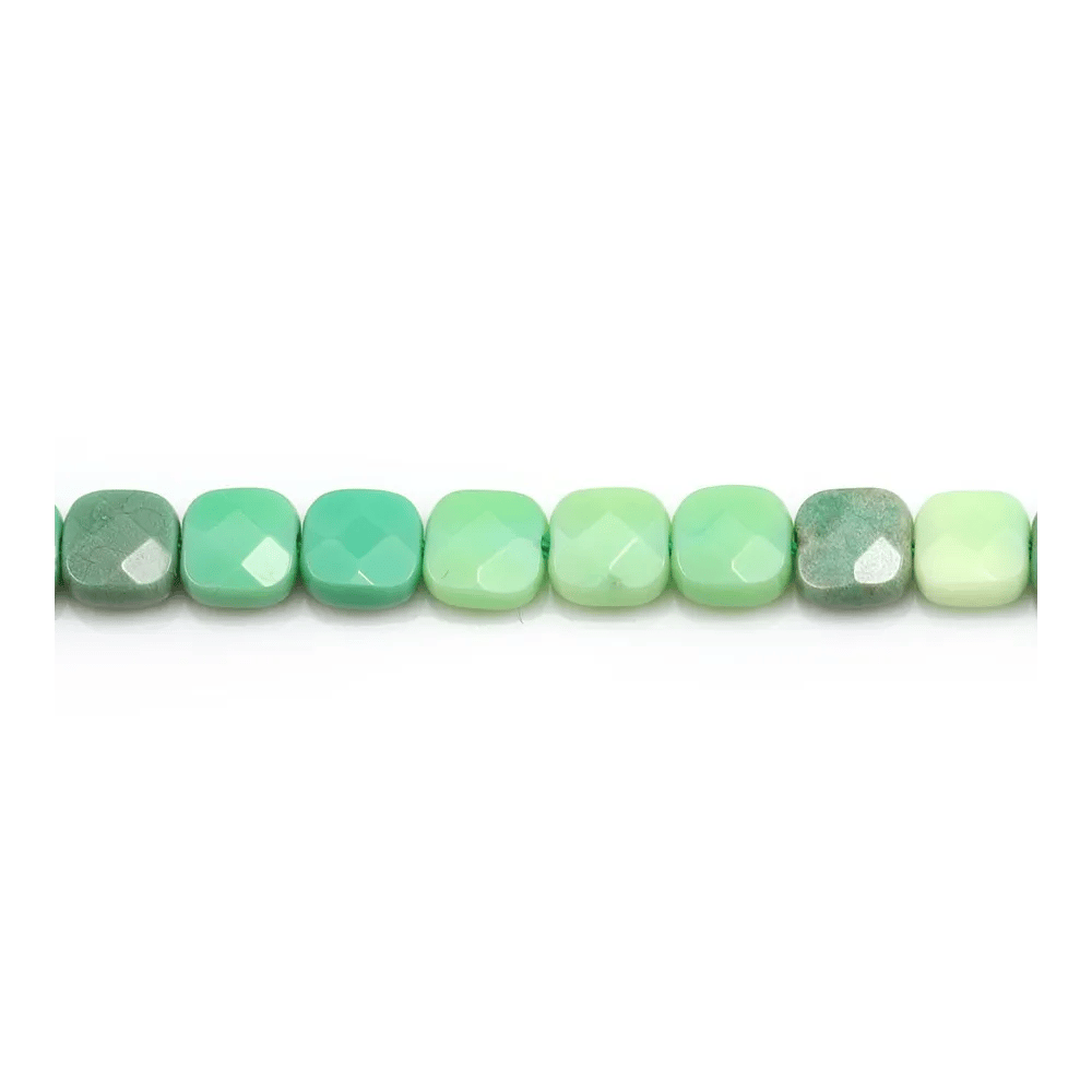 Agate d'herbe verte carré facette 6mm x 4 pcs