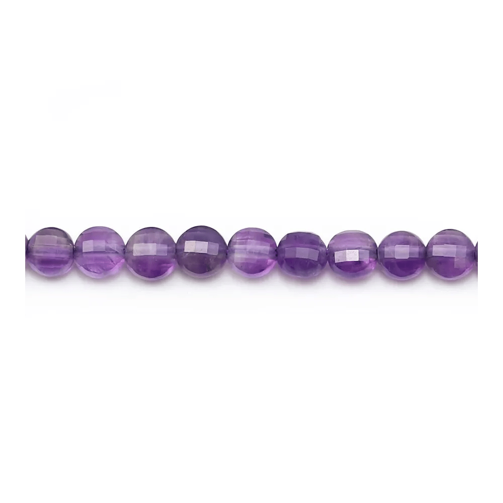 Amethyste violette, de forme ronde plate facetté, 4.5mm x 6pcs