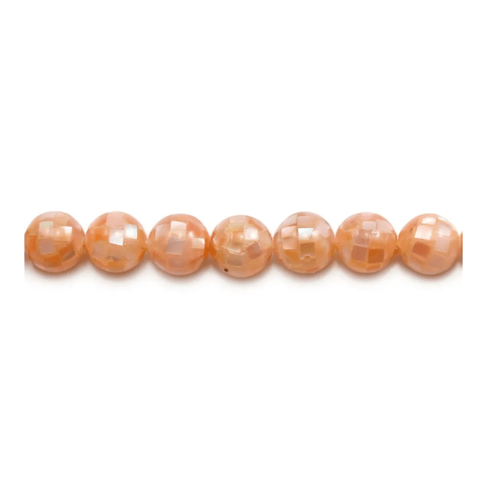 Nacre rose en boule sur fil 8mm x 40cm