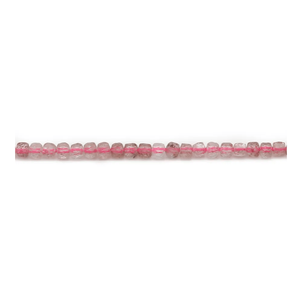Quartz fraise en forme de cube facette 2mm x 40cm