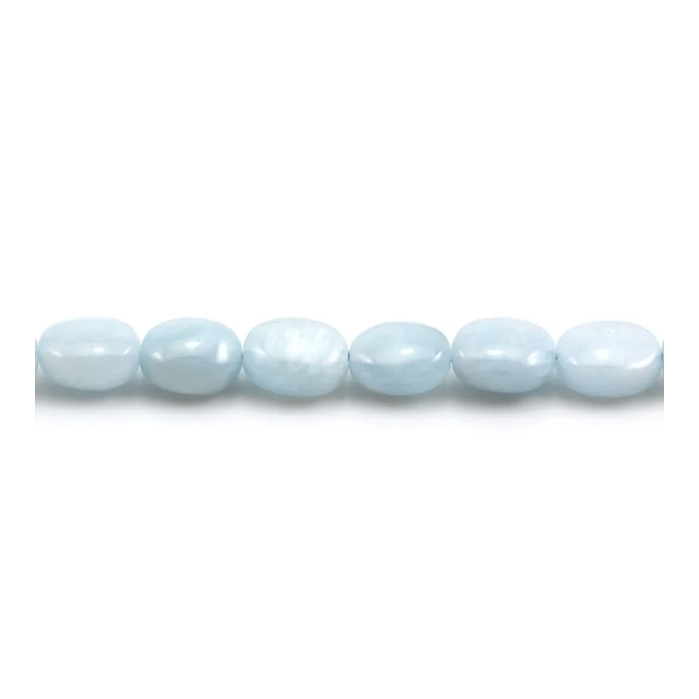 Aigue marine de forme ovale 6x8mm x 40cm